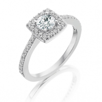 9ct White Gold Diamond Halo Cluster Engagement Ring