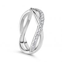 9ct White Gold Diamond Twist Style Ring