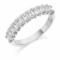 9ct White Gold Emerald Cut Diamond Half Eternity Ring