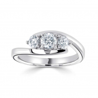 9ct White Gold Three Stone Round Diamond Engagement Ring