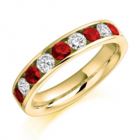 9ct Yellow Gold Brilliant Cut Diamond and Ruby Eternity Ring