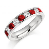 9ct Yellow Gold Brilliant Cut Diamond and Ruby Eternity Ring