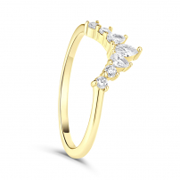 9ct Yellow Gold Pear and Brilliant cut Shaped Diamond Ring