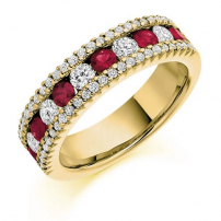 9ct Yellow Gold Ruby and Diamond Wedding Ring