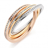 9ct Yellow, White and Rose Gold Diamond Russian Ring