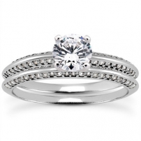 9ct White Gold Diamond Wedding and Engagement Ring Set