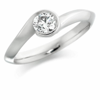 9K White Gold Round Diamond Engagement Ring