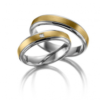 Two-Colour 18ct White and Yellow Matching Wedding Ring Set