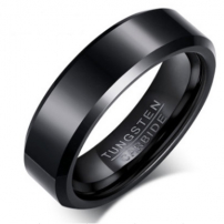 Bevelled Black Tungsten Wedding Ring