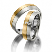 9ct Yellow and White Gold Bi-Colour Wedding Ring Set