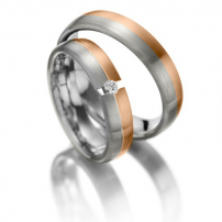 18ct Rose Gold and White Gold Matching Wedding Ring Set