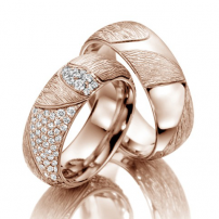 9ct Rose Gold Textured Wedding Ring Set