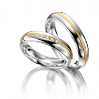 14ct White and Yellow Matching Wedding Rings