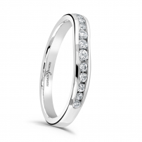Diamond Set Curved Fitted Wedding Ring - Fraise