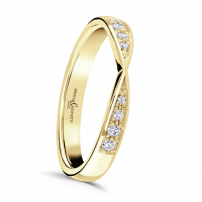 Diamond Set Pinch Style Wedding Ring - Ellipse