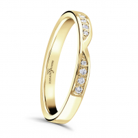 Diamond Set V Cut Out Wedding Ring - Lace