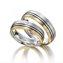 Palladium and 9ct Yellow Gold Two Colour Wedding Ring Set