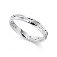 Palladium Diamond set patterned Wedding Ring