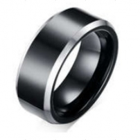 Black and White Tungsten Wedding Ring