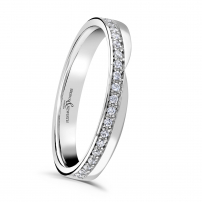 Grain Set Diamond V Cut Out Wedding Ring - Flute