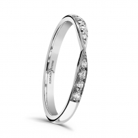 Narrow Shaped Diamond Set Fitted Wedding Ring - Crescent