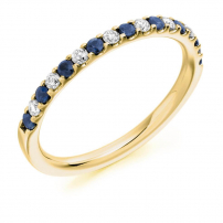 Palladium Diamond and Blue Sapphire Claw Set Wedding Ring