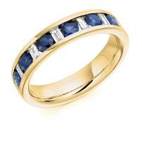 Palladium Diamond and Blue Sapphire Eternity Ring