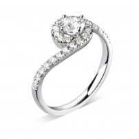 Palladium Diamond Set Halo Cross Over Style Engagement Ring