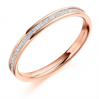 Palladium Half Set Princess Cut Diamond Wedding Ring