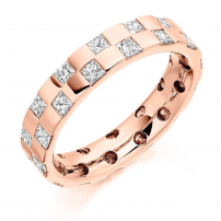 Palladium Princess Cut Stagger Set Diamond Wedding Ring