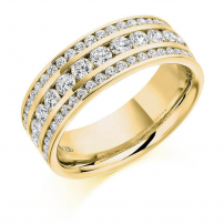 Palladium Three Row Brilliant Cut Diamond Eternity Ring