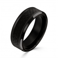 Patterned Black Marble Effect Tungsten Ring