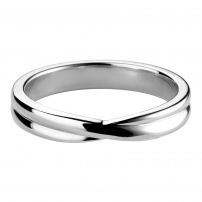 Platinum Grooved Cross Over Style Wedding Ring