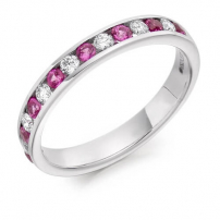 Platinum Pink Sapphire and Diamond Wedding Ring
